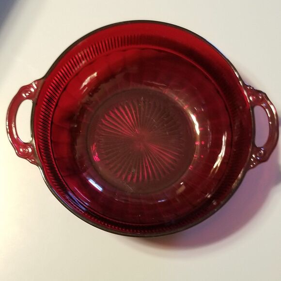 Vintage coronation royal ruby glass fruit bowl by anchor hocking - Picture 1 of 12